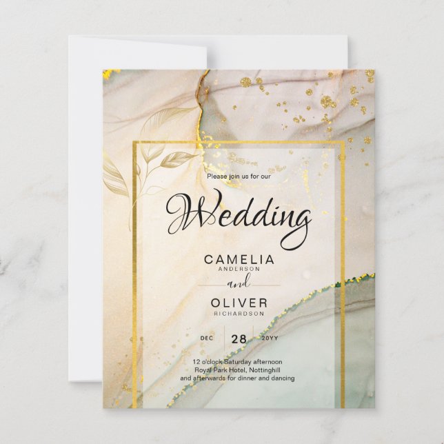 Oyster Pearl Gold WEDING Alkoholtink Abstrakt (Vorderseite)