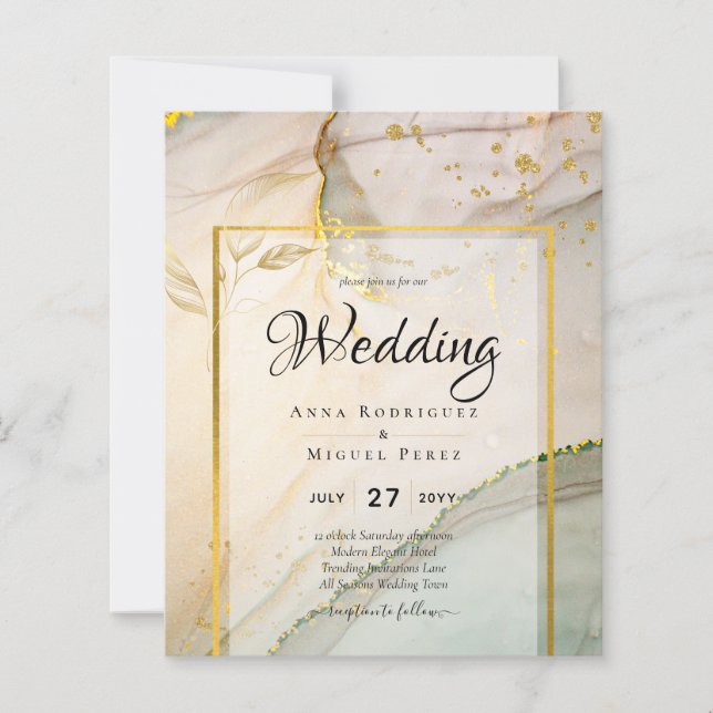 Oyster Pearl Gold WEDING Alkoholtink Abstrakt (Vorderseite)
