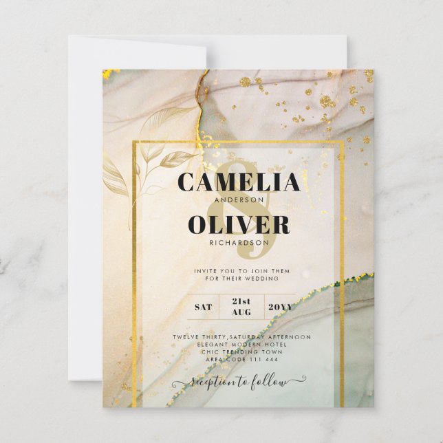 Oyster Pearl Gold WEDING Alkoholtink Abstrakt (Vorderseite)