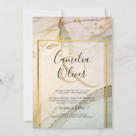 Oyster Pearl Gold WEDING Alkoholtink Abstrakt Einladung