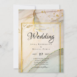 Oyster Pearl Gold WEDING Alkoholtink Abstrakt Einladung