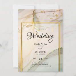 Oyster Pearl Gold WEDING Alkoholtink Abstrakt Einladung