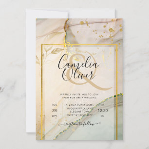 Oyster Pearl Gold WEDING Alkoholtink Abstrakt Einladung