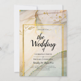 Oyster Pearl Gold WEDING Alkoholtink Abstrakt Einladung