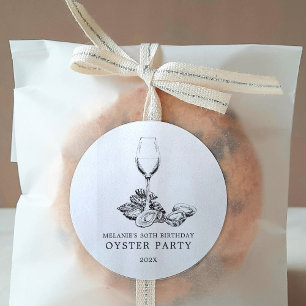 Oyster Pearl Party  Schwarz und Weiß Runder Aufkleber