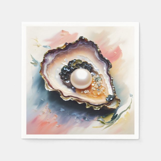Oyster Pearl Shellfish Art Serviette (Vorderseite)