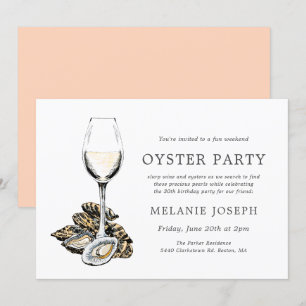 Oyster Pearl Themed Birthday   Peach Theme Einladung