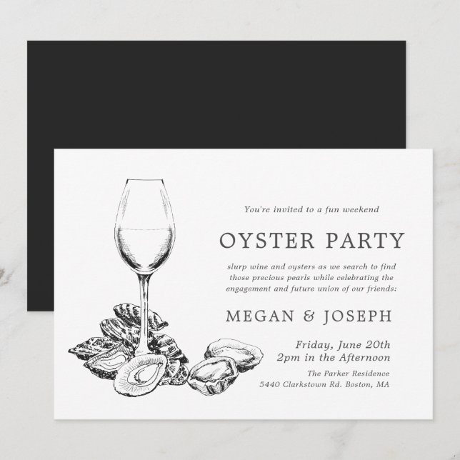 Oyster Pearl Verlobung Abendessen Einladung (Vorne/Hinten)