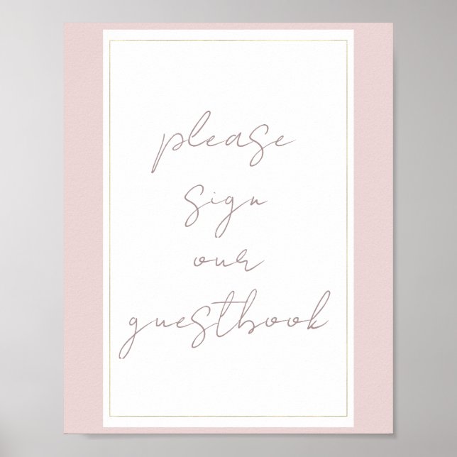 Oyster Pink & Gold Moderne Mariage Livre d'or (Devant)