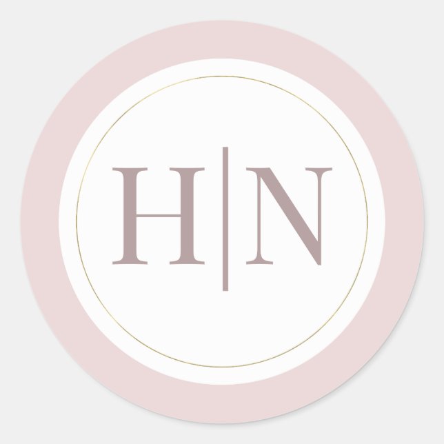 Oyster Pink & Gold Moderne Minimale Hochzeit Runder Aufkleber (Vorderseite)