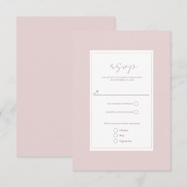 Oyster Pink & Gold Moderner Minimaler Hochzeitssze RSVP Karte (Vorne/Hinten)