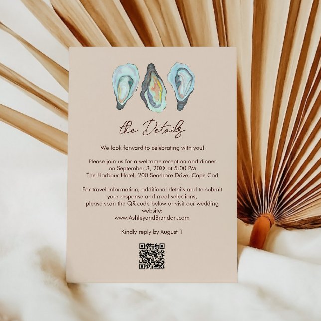 Oyster Roast Coastal Seaside Watercolor Wedding  Begleitkarte (Von Creator hochgeladen)