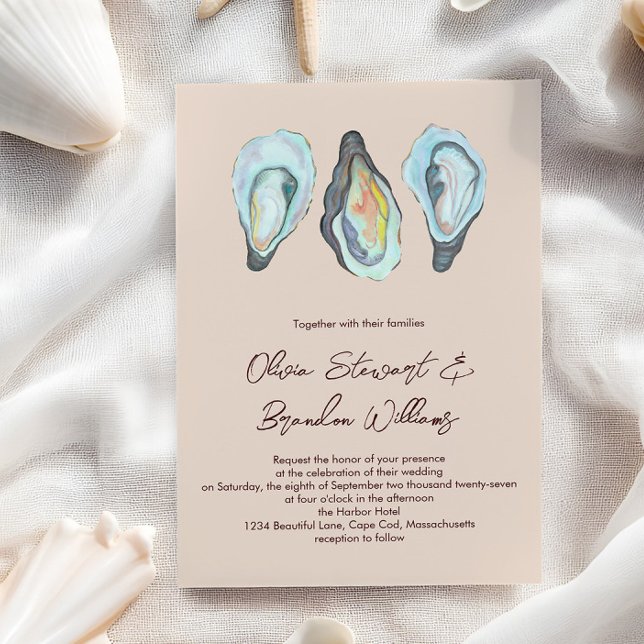 Oyster Roast Coastal Seaside Watercolor Wedding  Einladung (Von Creator hochgeladen)