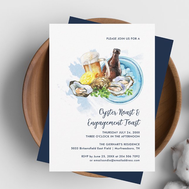Oyster Roast Couple Verlobung Toast Seafood Party Einladung (Oyster Roast and Engagement Toast Party Invitation)
