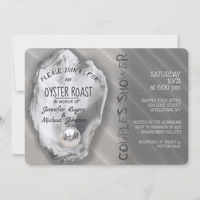 Oyster Roast Couples Dusche Einladung (Vorderseite)
