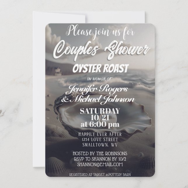 Oyster Roast Couples Dusche Einladung (Vorderseite)