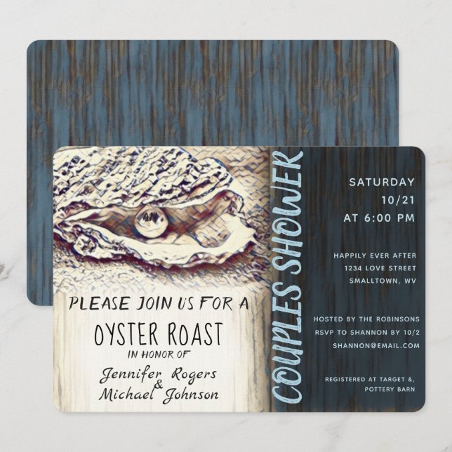 Oyster Roast Couples Dusche Einladung (Vorne/Hinten)
