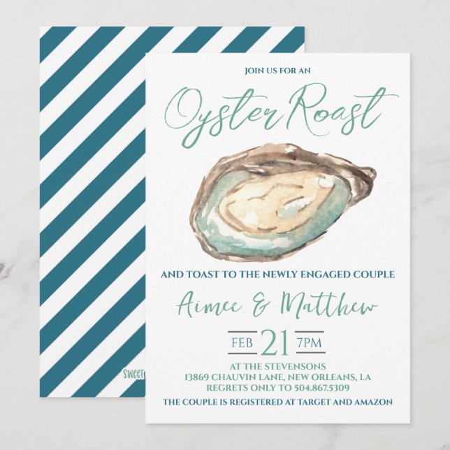 Oyster Roast Verlobung Einladung (Vorne/Hinten)