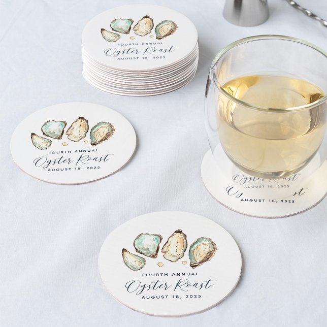 Oyster und Perl Oyster Roast Runder Pappuntersetzer (Von Creator hochgeladen)