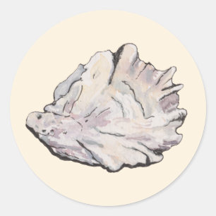 Oyster Watercolor Runder Aufkleber