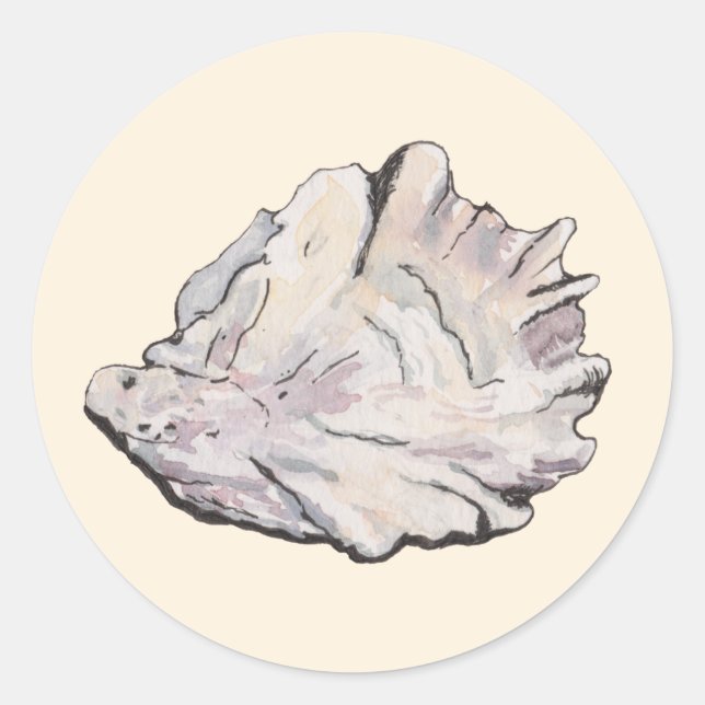 Oyster Watercolor Runder Aufkleber (Vorderseite)