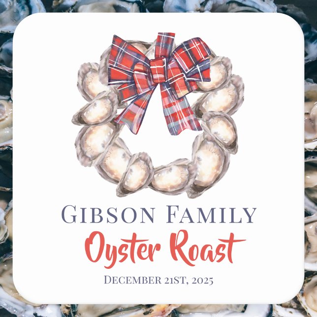 Oyster Wreath Plaid Ribbon Oyster Roast Custom Rechteckiger Pappuntersetzer (Von Creator hochgeladen)