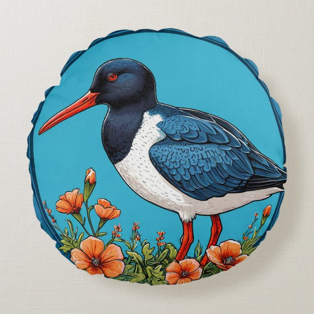 Oystercatcher Bird Rundes Kissen (Vorderseite)