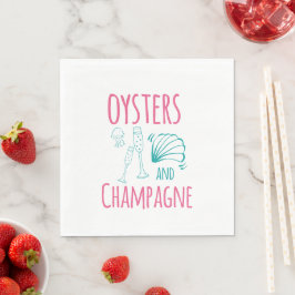 Oysters & Champagne Coastal Cocktail Entertaining Serviette