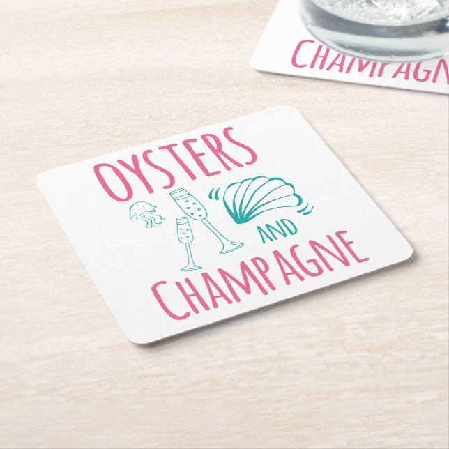 "Oysters & Champagne" Rechteckiger Pappuntersetzer (angewinkelt)
