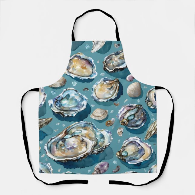 Oysters Clams Seashells Pattern Schürze (Vorderseite)