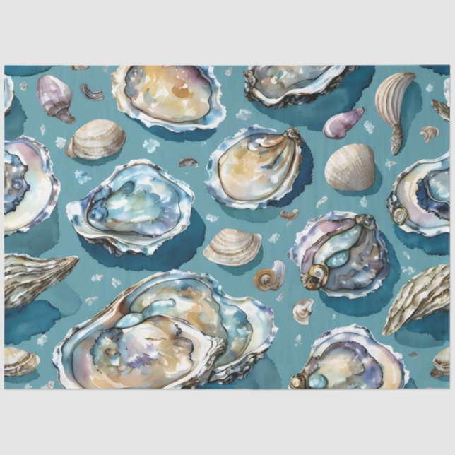 Oysters Clams Seashells Pattern Seidenpapier (Vorderseite)