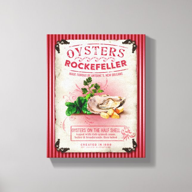 Oysters Rockefeller auf der halben Muschel Leinwanddruck (Vorderseite)