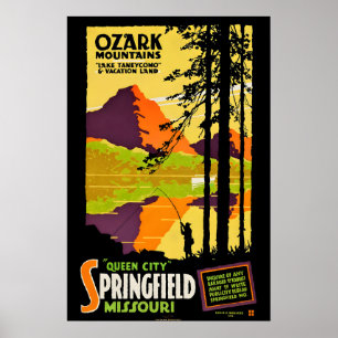 Ozark Mountains Lake Taneycomo 1916 im Vintage-Sti Poster
