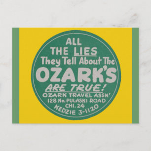 Ozark Mountains Vintage Travel Design Postkarte
