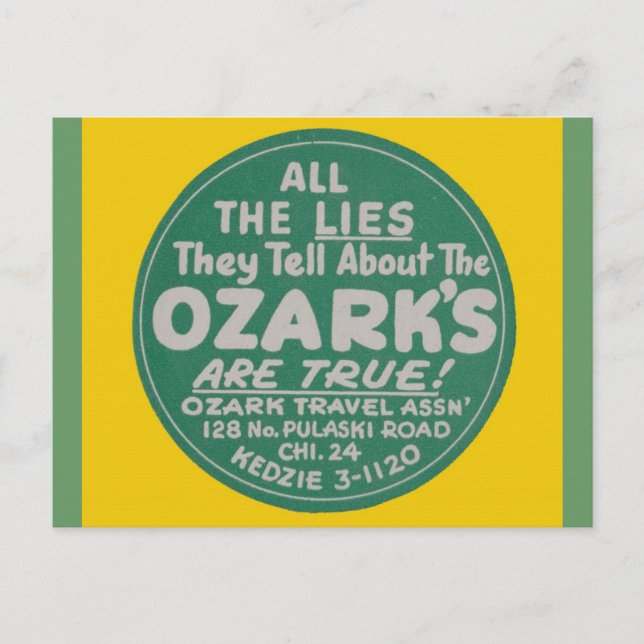 Ozark Mountains Vintage Travel Design Postkarte (Vorderseite)