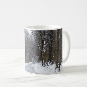 Ozark Snow Covered Road Painterly Coffee Tasse