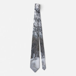 Ozark Snow Covered Road Painterly Neck Tie Krawatte