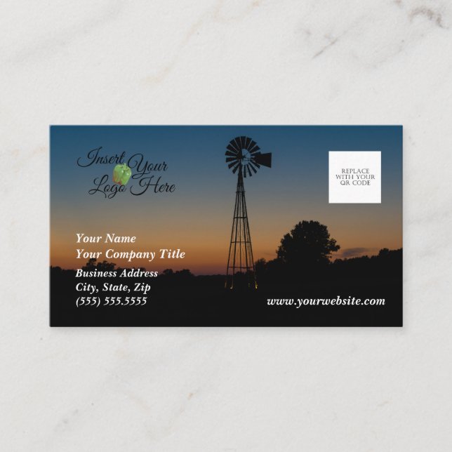 Ozark Windmill Sunset Business Card Visitenkarte (Vorderseite)