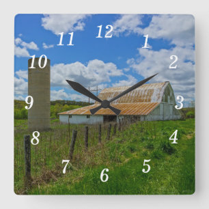 Ozarks alte Scheune und Silo Wall Uhr