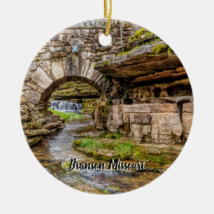 Ozarks Wasserfall unter Brücke Keramik Ornament