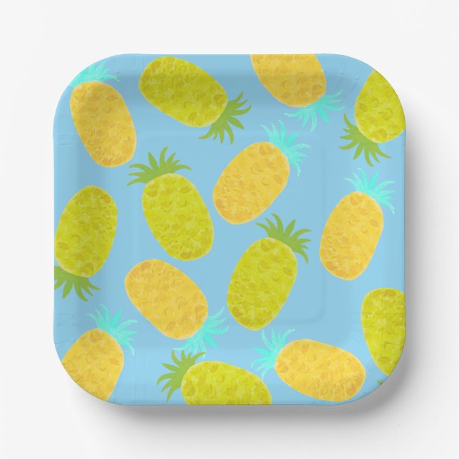Ozean Ananas Himmel Muster  Pappteller (Vorderseite)