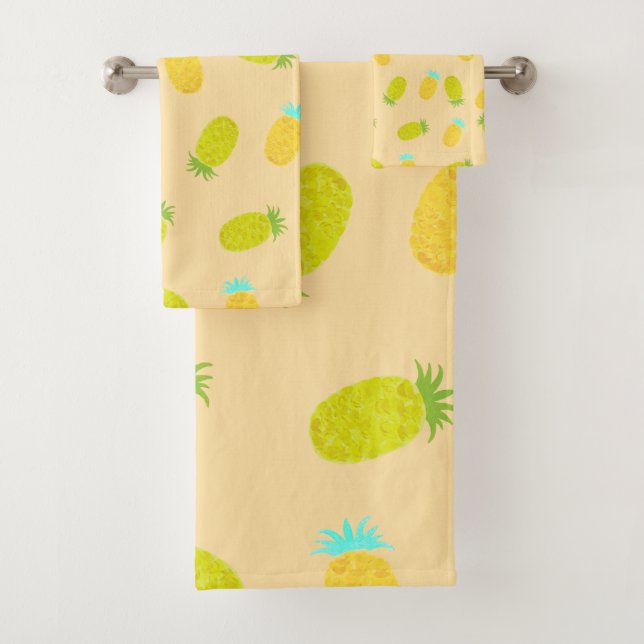 Ozean Ananas Pfirsich Muster  Badhandtuch Set (Insitu)