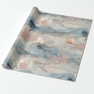 Ozean-Aqua-Korallenriff-Küstenmuster Geschenkpapier