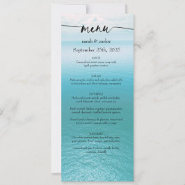 Ozean-Aquarell-Strand-Script-Hochzeitsmenü Einladung