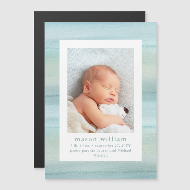Ozean | Baby Foto Birth Ankündigung (Vorne/Hinten)