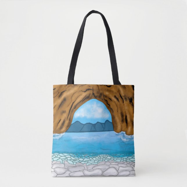 Ozean, Berge und Canyon Blauer Himmel Weißwolken Tasche (Vorderseite)
