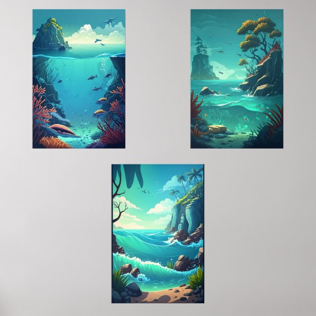 Ozean Bilderwand Sets (Vorderseite)