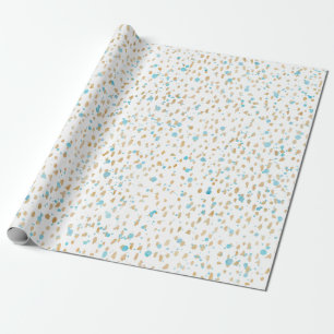 Ozean-Blau-Goldsand-Punkte Geschenkpapier