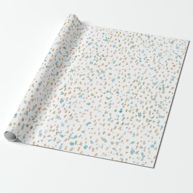 Ozean-Blau-Goldsand-Punkte Geschenkpapier (Ungerollt)