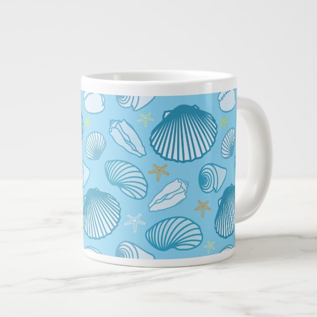 Ozean-Blau-Muster Jumbo-Tasse (Vorderseite Rechts)